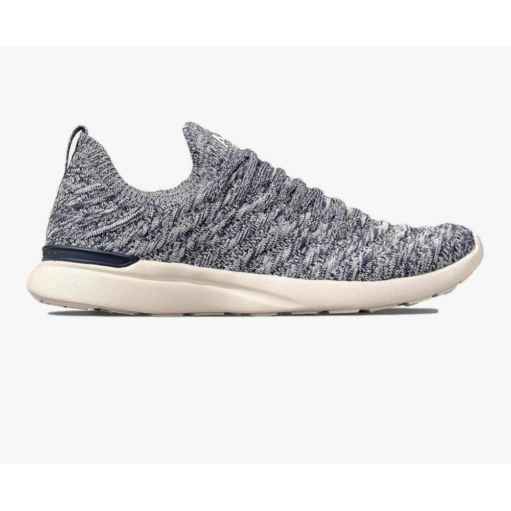 APL Men's Slip-On Knit Athletic Shoe in Navy and White